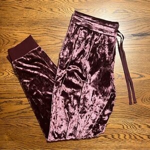 Secret Treasures Purple Track Pants with Crushed Velvet and Tapered Leg